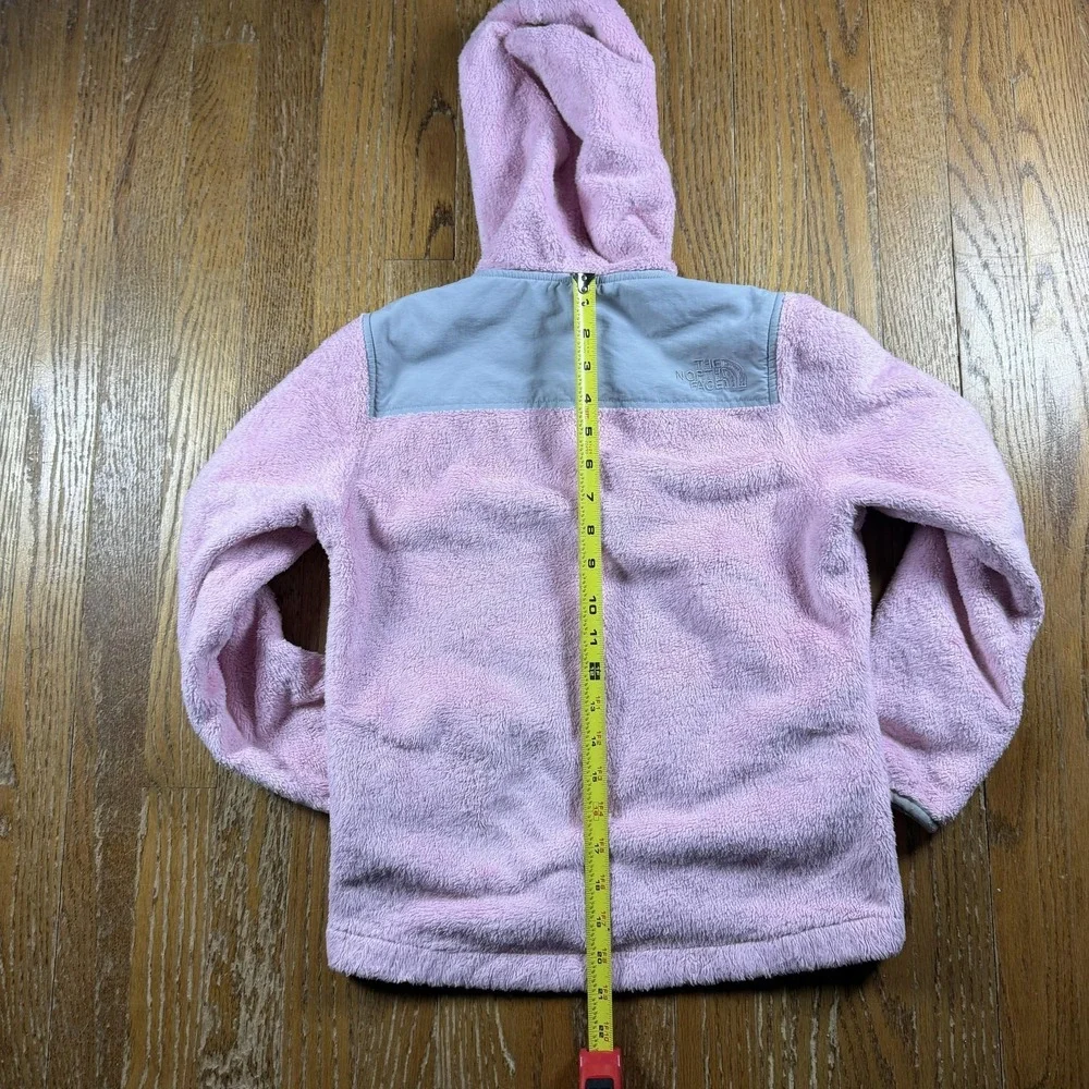 The North Face Jacket Girls Medium Pink‎ Fleece Hooded Full Zip Outdoor Winter
